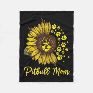 Pitbull Dog Tattoo I Love Mum Tattooed Lover Mothe Fleece Blanket