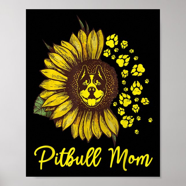 Pitbull Dog Tattoo I Love Mum Tattooed Lover Mothe Poster (Front)