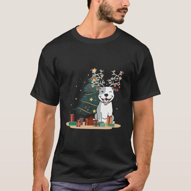 Pitbull Dog Tree Christmas Sweater Xmas Pet Dog Lo (Front)