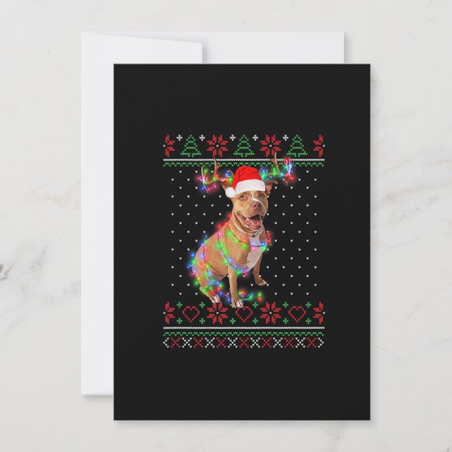 Pitbull Dog Ugly Sweater Christmas Puppy Dog Lover Invitation (Front)