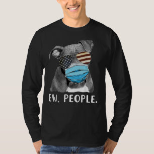 Pitbull Dog Wearing A Face Mask Usa Flag T-Shirt