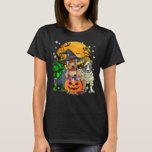 Pitbull Dog Witch Halloween Costumes Pumpkin Mummy T-Shirt