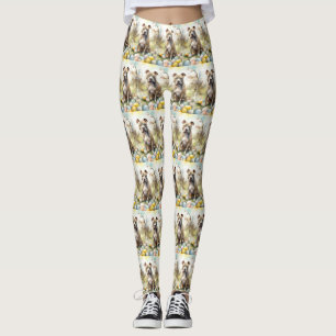 Pitbull Dog with Easter Eggs Holiday Leggings