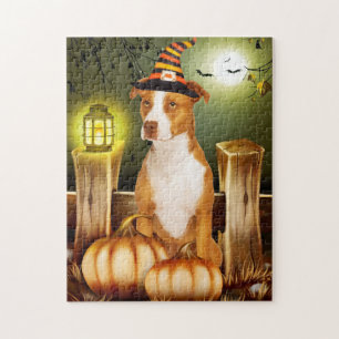Pitbull Dog with Witch Hat  Jigsaw Puzzle
