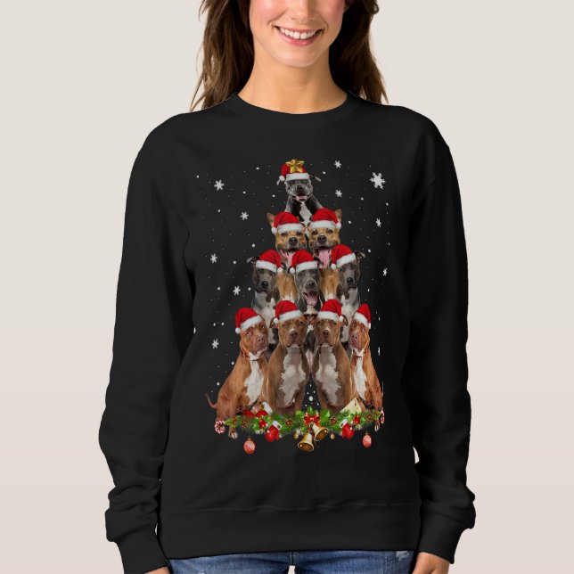 Pitbull Dogs Tree Christmas Sweater Xmas Pet Anima (Front)