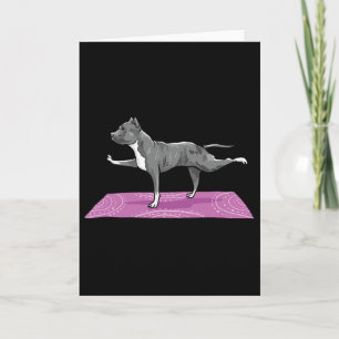 Pitbull Doing Yoga Funny Pitbull Dog Lover Yogi Te Card