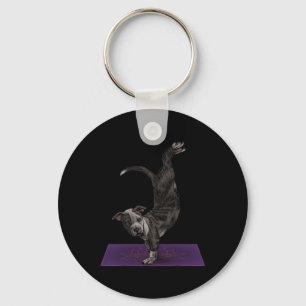 Pitbull Doing Yoga Meditation Zen Namaste Dog Yoga Key Ring