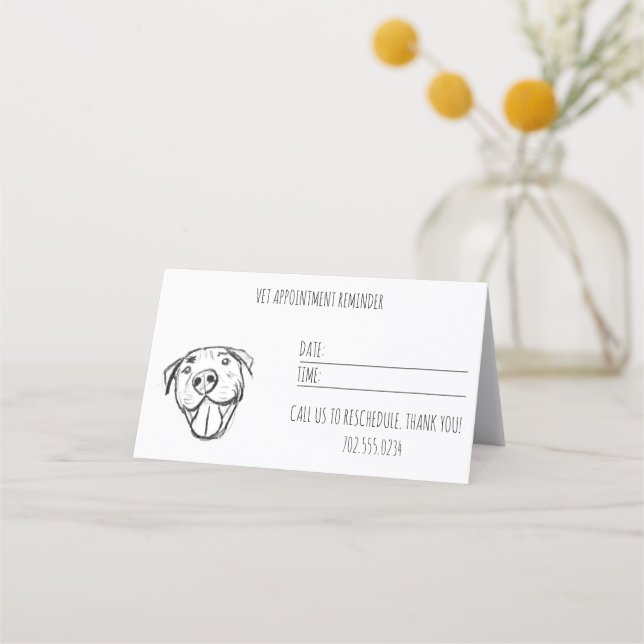 pitbull drawing simple dog lovers black white appointment card (Front)