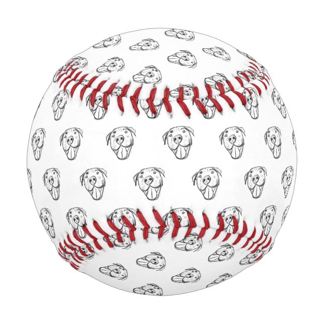 pitbull drawing simple dog lovers black white baseball (Front)
