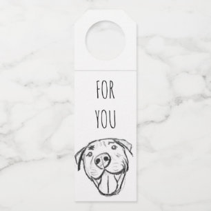 pitbull drawing simple dog lovers black white bottle tag