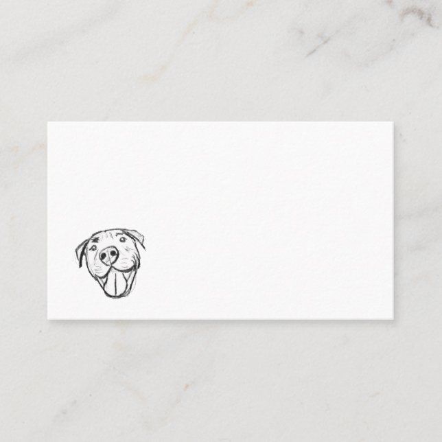 pitbull drawing simple dog lovers black white business card (Front)