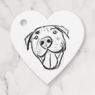 pitbull drawing simple dog lovers black white favour tags