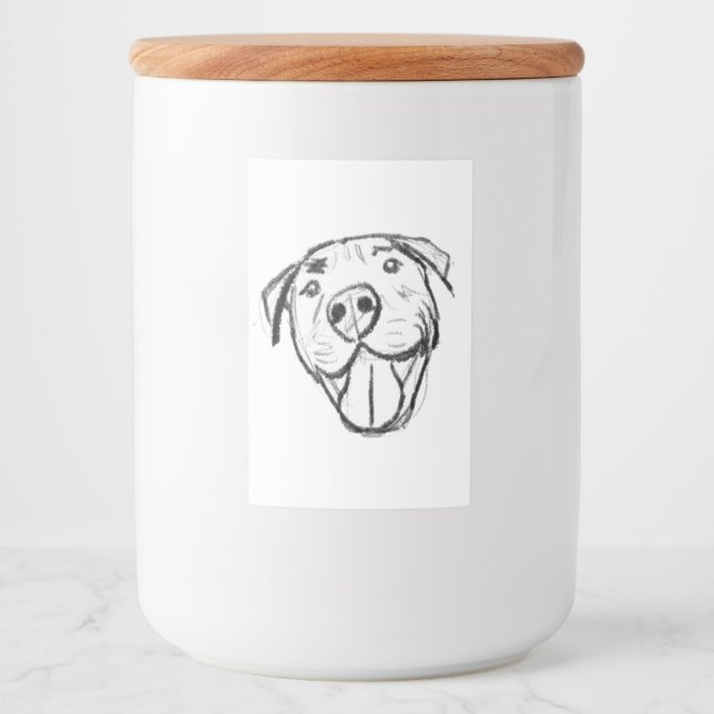 pitbull drawing simple dog lovers black white food label (Front)