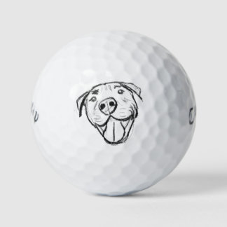 pitbull drawing simple dog lovers black white golf balls