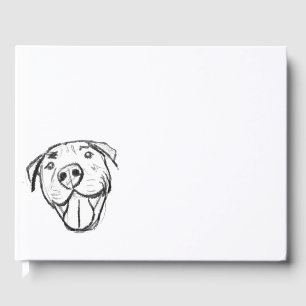 pitbull drawing simple dog lovers black white guest book