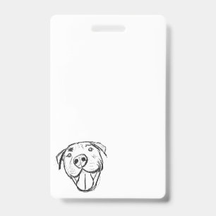 pitbull drawing simple dog lovers black white ID badge