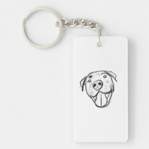 pitbull drawing simple dog lovers black white key ring