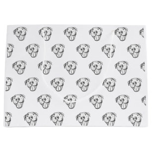 pitbull drawing simple dog lovers black white large gift bag
