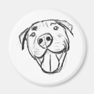 pitbull drawing simple dog lovers black white magnet