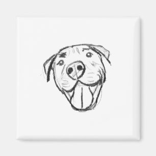 pitbull drawing simple dog lovers black white magnet