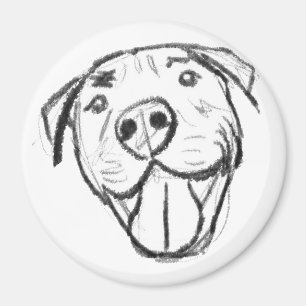 pitbull drawing simple dog lovers black white magnet
