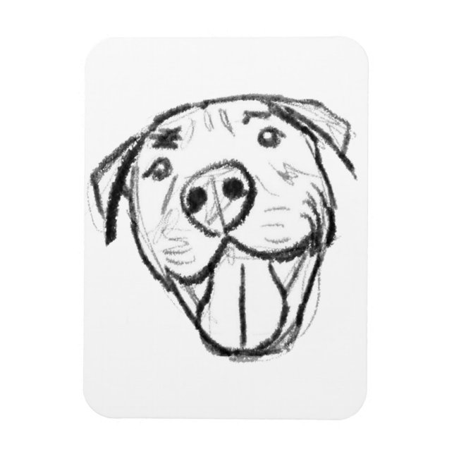 pitbull drawing simple dog lovers black white magnet (Vertical)
