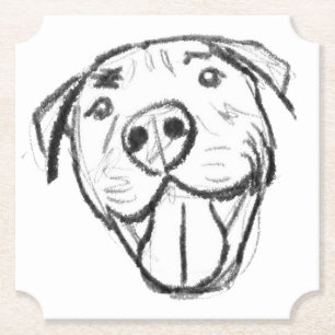 pitbull drawing simple dog lovers black white paper coaster