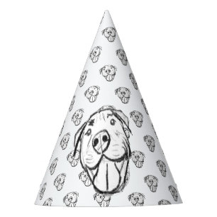 pitbull drawing simple dog lovers black white party hat