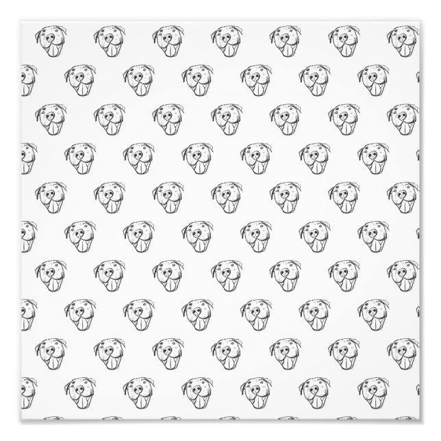 pitbull drawing simple dog lovers black white photo print (Front)
