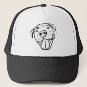 pitbull drawing simple dog lovers black white trucker hat