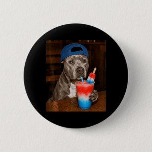 Pitbull Drinking Patriotic Slusie Funny Dog Meme 6 Cm Round Badge
