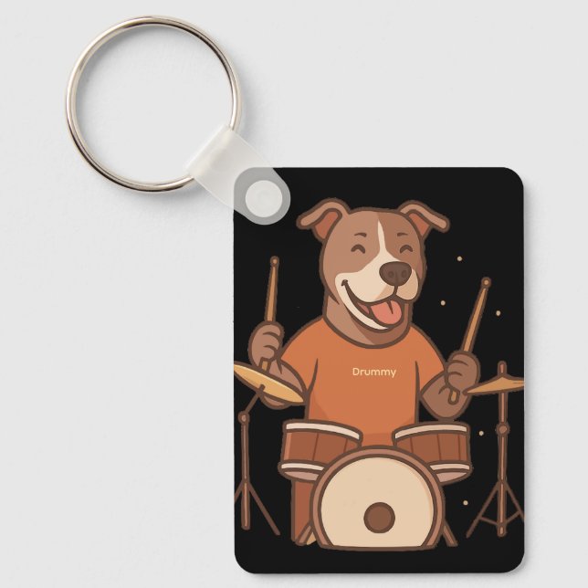 Pitbull Drummer Personalised Rock Drum Key Ring (Front)