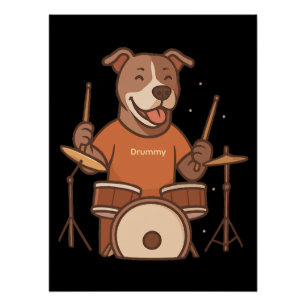 Pitbull Drummer Personalised Rock Drum Kit Gift – Poster