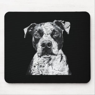Pitbull Face Cute Dog Lover Men Women Black White Mouse Pad