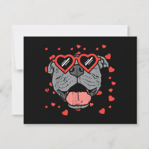 Pitbull Face Heart Glasses Valentines Day Pet Dog