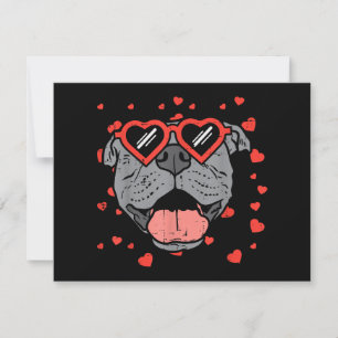 Pitbull Face Heart Glasses Valentines Day Pet Dog Holiday Card