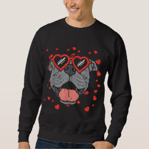 Pitbull Face Heart Glasses Valentines Day Pet Dog Sweatshirt