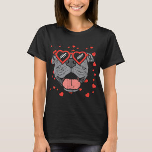 Pitbull Face Heart Glasses Valentines Day Pet Dog  T-Shirt