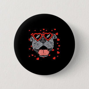 Pitbull Face Heart Gles Valentines Day Pet Dog Lov 6 Cm Round Badge