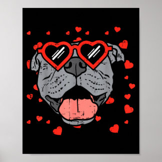 Pitbull Face Heart Gles Valentines Day Pet Dog Lov Poster