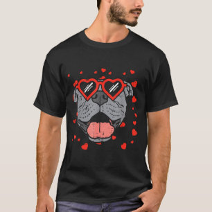 Pitbull Face Heart Gles Valentines Day Pet Dog Lov T-Shirt