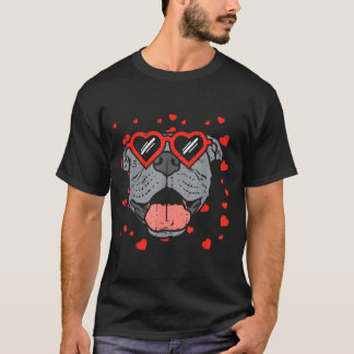 Pitbull Face Heart Gles Valentines Day Pet Dog Lov T-Shirt