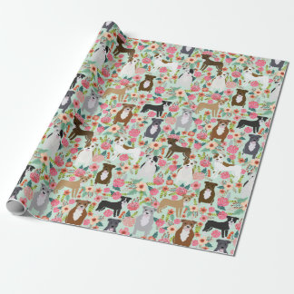 Pitbull Floral Gift wrap - pitbull gift wrap,