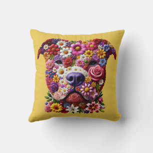 Pitbull Flower Face Dog Lover Cushion