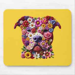 Pitbull Flower Face Dog Lover Mouse Pad