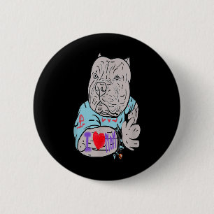 Pitbull Funny Dog I Love Mum Tattoo Gift 6 Cm Round Badge
