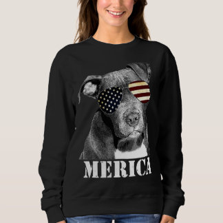 Pitbull Funny Patriotic Dog Usa Sun Glasses Sweatshirt