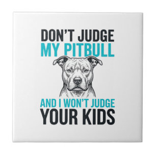 Pitbull Funny Quote Vintage Engraving Dog Design_1 Ceramic Tile