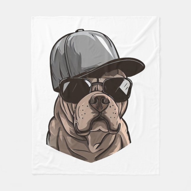 Pitbull Gangster Fleece Blanket (Front)