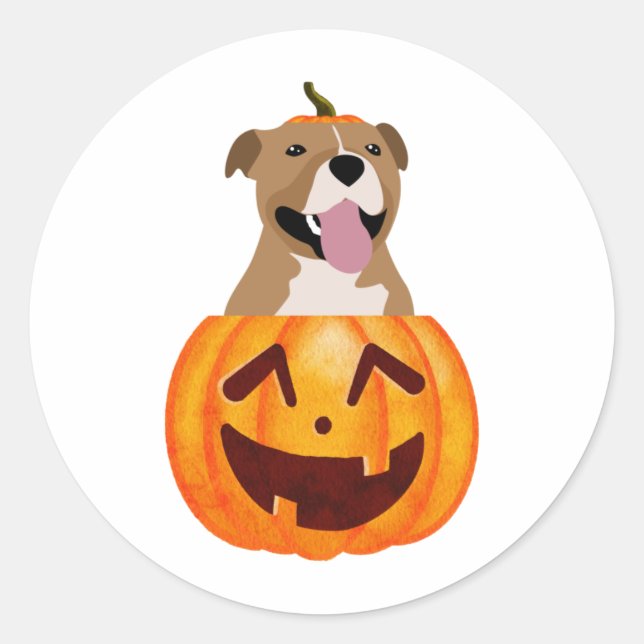 Pitbull Halloween Classic Round Sticker (Front)